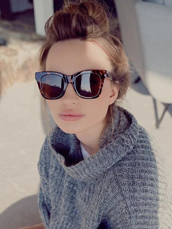 Quay Australia After Hours Tortoise Frame Polarized Brown Cat Eye Sunglasses main image 13